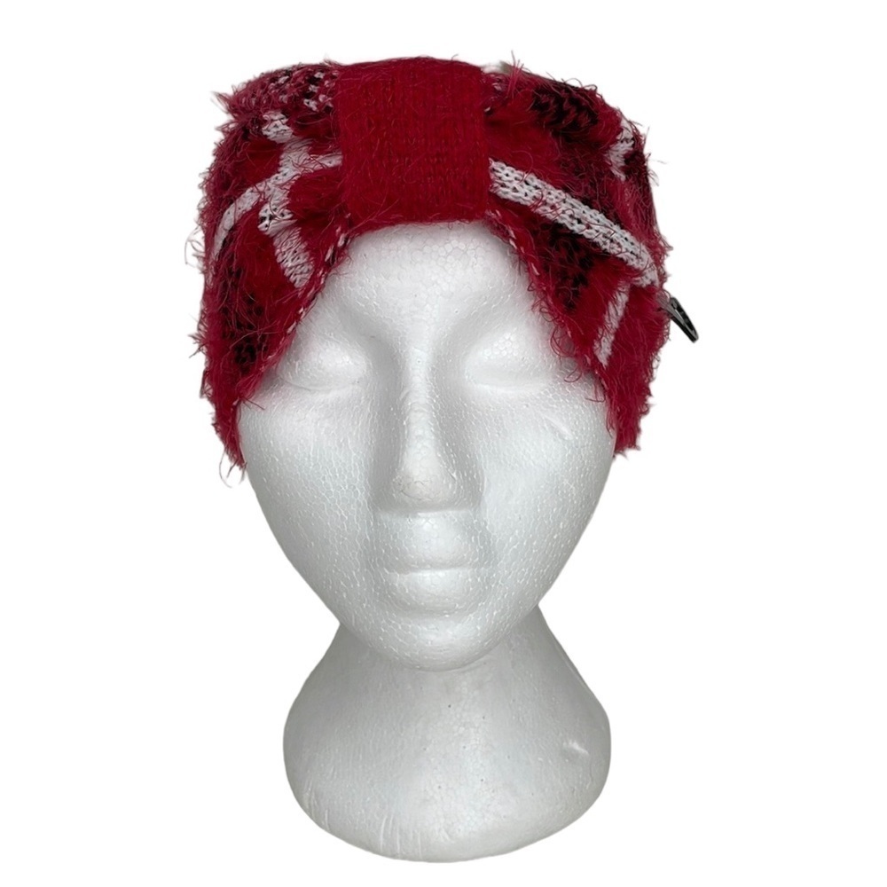 Styline Fuzzy Plaid Headwrap NWT Red One Size